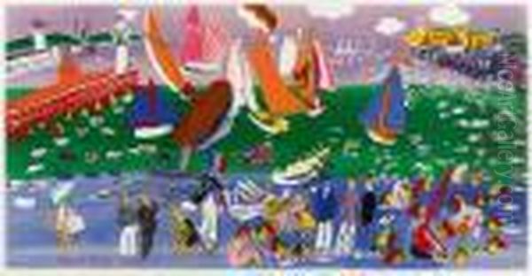 Sommerliches Getummel In Einer Bucht Oil Painting by Raoul Dufy