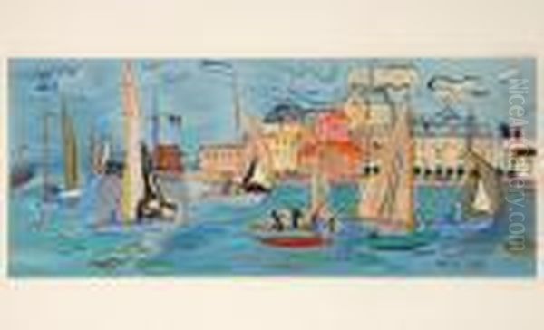 Regatta In Deauville Oil Painting by Raoul Dufy