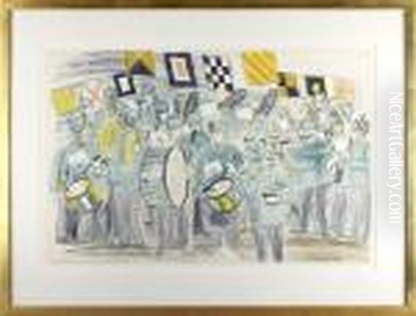 Homage A Claude Debussy; And La Fanfare Oil Painting by Raoul Dufy