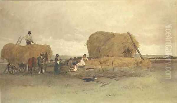 Harvesting scene, stacking hay Oil Painting by Peter de Wint