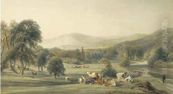 A view of Bolton Abbey, Yorkshire Oil Painting by Peter de Wint