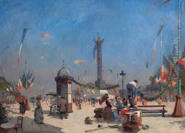 Preparation Des Festivites Oil Painting by Louis Dumoulin