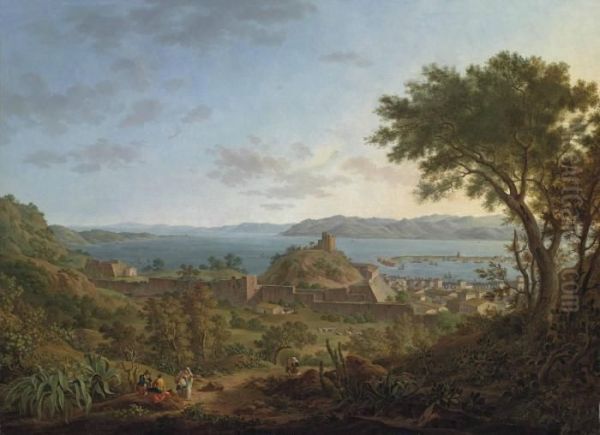 A View Of The Gulf Of Messina Oil Painting by Alexandre-Hyacinthe Dunouy