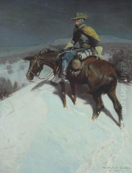 The Vidette--custer Trooper Oil Painting by W. Herbert Dunton