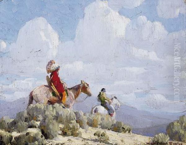 Indians Of Taos Oil Painting by W. Herbert Dunton