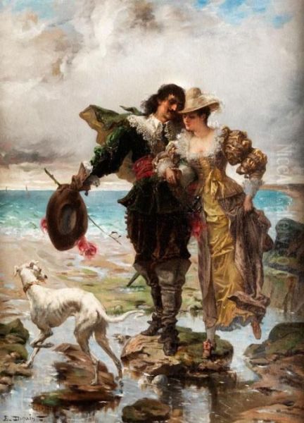 Romantische Szene Am Meer Oil Painting by Edmond Louis Dupain