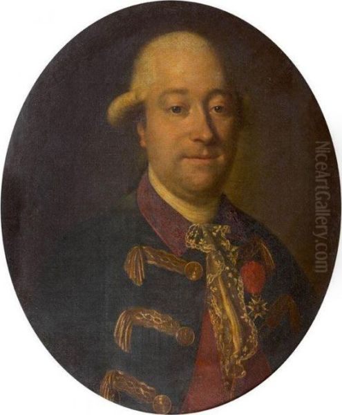 Portrait D'officier Avec L'ordre De Saint-louis Oil Painting by Joseph Siffrein Duplessis