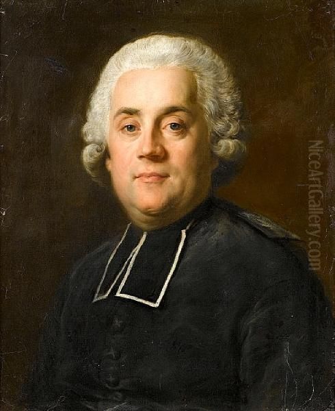 Portrait Of The Abbe Jourdan, Bust-length, Inclerical Robes Oil Painting by Joseph Siffrein Duplessis