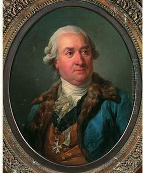 Portrait D'homme A La Veste Bleue Oil Painting by Joseph Siffrein Duplessis