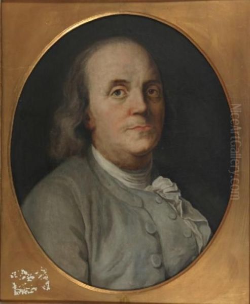 Portrait Of Benjamin Franklin Oil Painting by Joseph Siffrein Duplessis