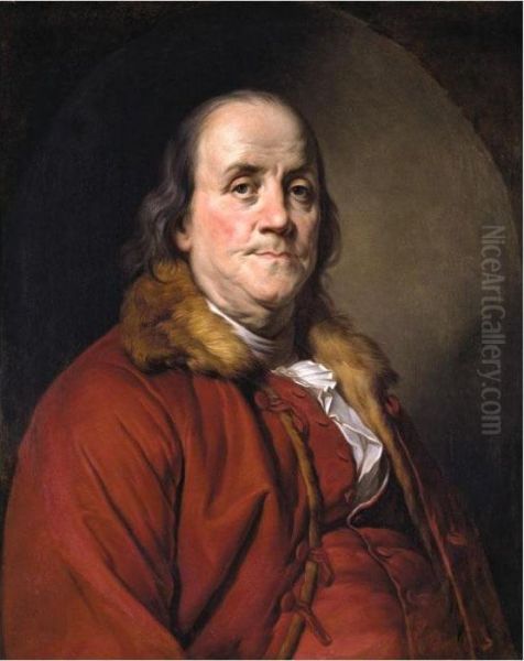 Portrait Of Benjamin Franklin Oil Painting by Joseph Siffrein Duplessis