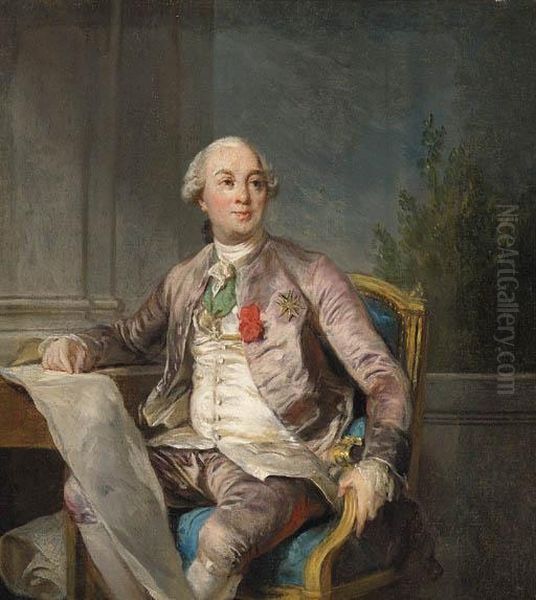 A Portrait Study Of 
Charles-claude De Flahaut De La Billarderie,comte D'angiviller 
(1730-1809) Oil Painting by Joseph Siffrein Duplessis