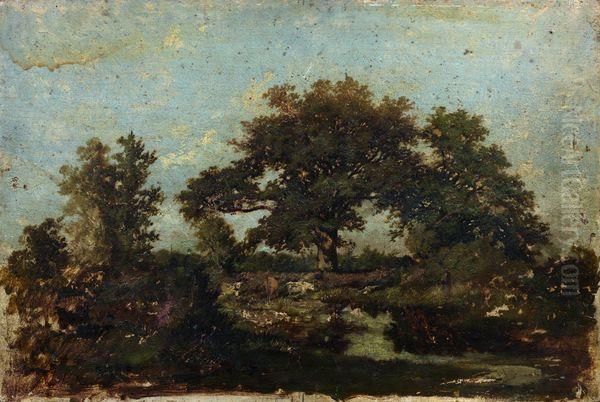 Vue Du Plateau De Belle-croix En Foret De Fontainebleau Oil Painting by Jules Dupre