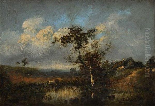 Paysage A Lamare Oil Painting by Jules Dupre