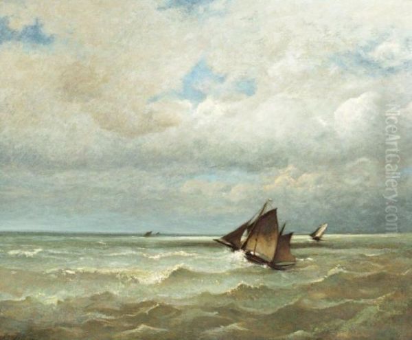 La Mer En Vue A Cayeux Oil Painting by Jules Dupre