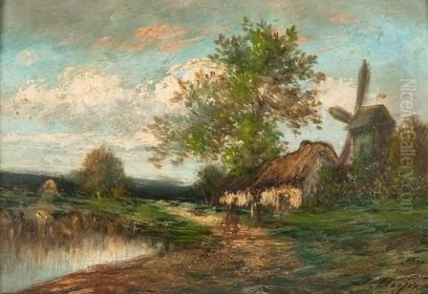 Paysage Au Moulin Oil Painting by Jules Dupre