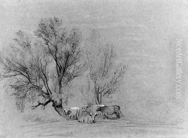 Cattle beneath a tree Oil Painting by Peter de Wint