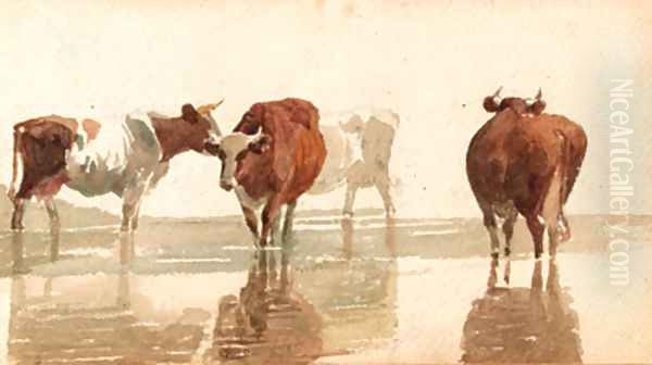 Cattle watering Oil Painting by Peter de Wint