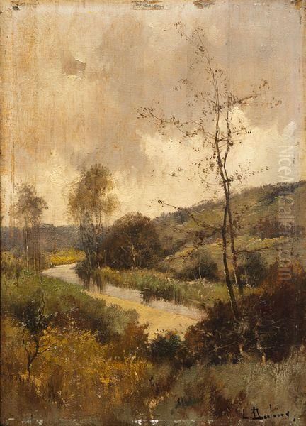 Le Ruisseau Bord De Riviere Oil Painting by Louis Dupuy