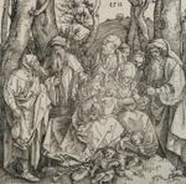 La Sainte Famille Avec Des Anges Jouant Du Luth Oil Painting by Albrecht Durer