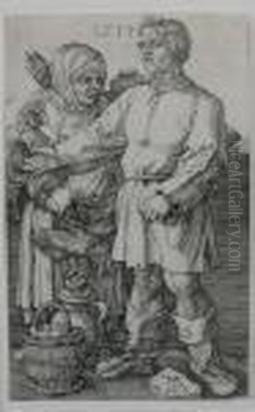 Peasant Couple Going To Market Oil Painting by Albrecht Durer