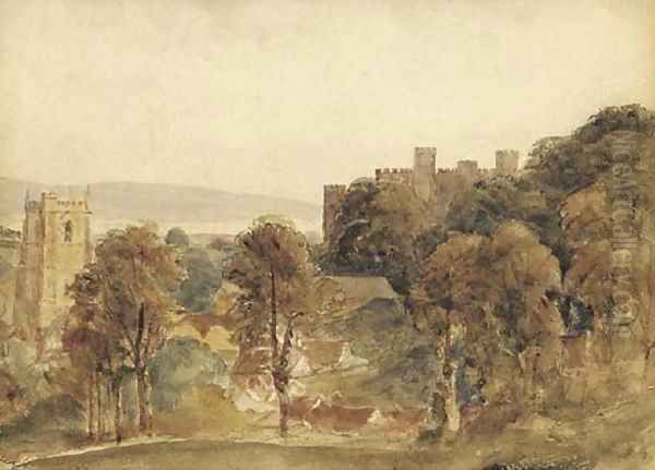 View of Ludlow Castle Oil Painting by Peter de Wint