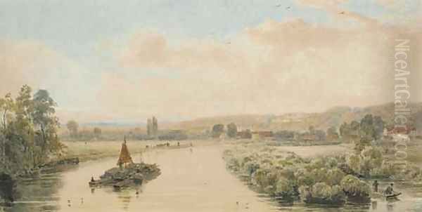 View of the Thames from Maidenhead Bridge Oil Painting by Peter de Wint