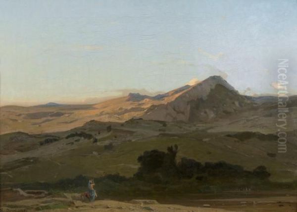 Libanesische Landschaft Mit Dem Hermon Oil Painting by Etienne Duval