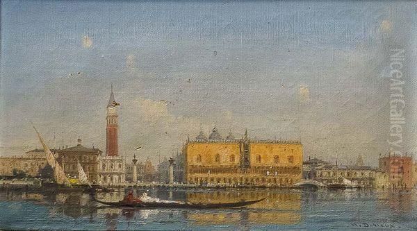 Vue Du Bassin San Marco Oil Painting by Henri Duvieux