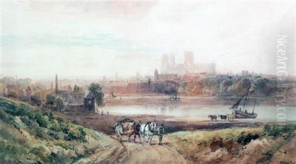 Durham Cathedral From The River Oil Painting by Henry Earp