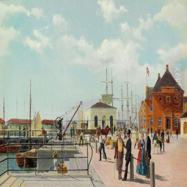 View Of Toldboden (custom House) In Copenhagen Oil Painting by Christoffer Wilhelm Eckersberg