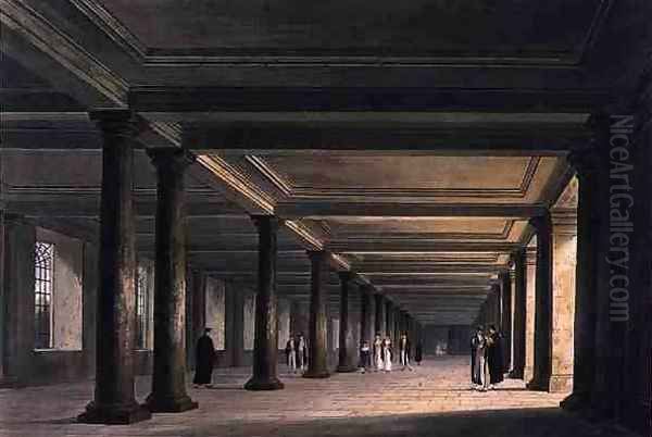 Colonnade under Trinity College Library, Cambridge, from 'The History of Cambridge', engraved by Joseph Constantine Stadler (1780-1812), pub. by R. Ackermann, 1815 Oil Painting by William Westall