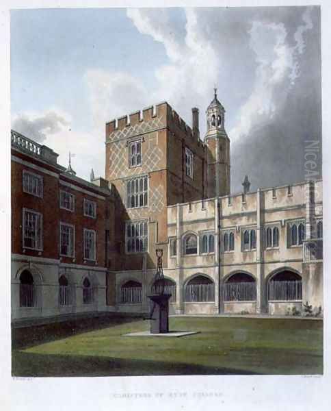 Cloisters of Eton College, from History of Eton College, part of History of the Colleges, engraved by J. Bluck (fl.1791-1831) pub. by R. Ackermann, 1816 Oil Painting by William Westall