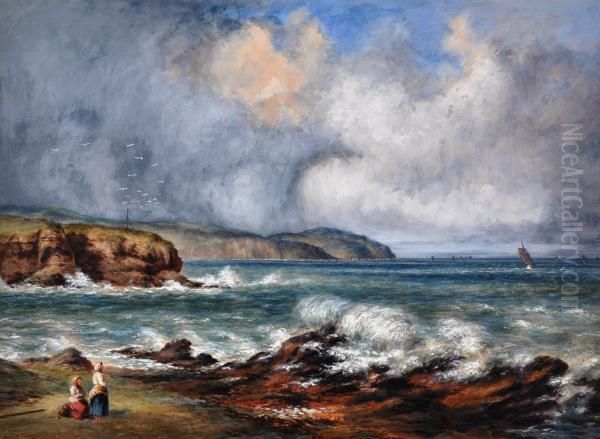 British 
 stormy Seas, Eyemouth Uk  Oil Painting by Samuel Edmonston