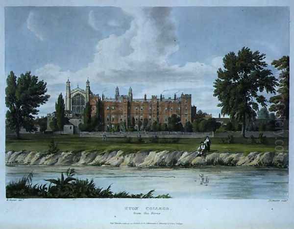 Eton College from the River, from History of Eton College, part of History of the Colleges, engraved by Joseph Constantine Stadler (fl.1780-1812) pub. by R. Ackermann, 1816 Oil Painting by William Westall