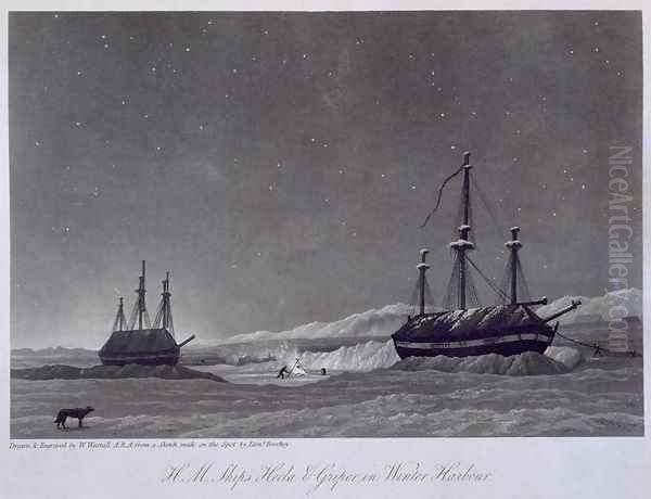 H.M. Ships Hecla & Griper in Winter Harbour, from Journal of a Voyage for the Discovery of a North West Passage from the Atlantic to the Pacific performed in the Years 1819-20, by William Edward Parry, published 1821 Oil Painting by William Westall