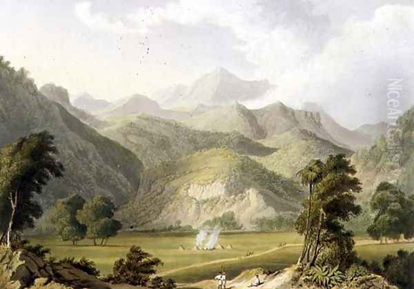 Approach to the Bore Ghaut, from a painting by Lt. Col. Johnson, engraved by T. Fielding and coloured by J.B. Hogarth Oil Painting by William Westall