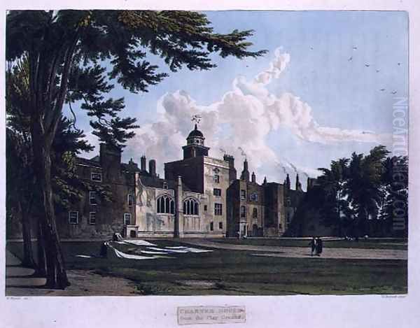 Charter House from the Play Ground, from History of Charter House School, part of History of the Colleges, engraved by William James Bennett (1787-1844) pub. by R. Ackermann, 1816 Oil Painting by William Westall