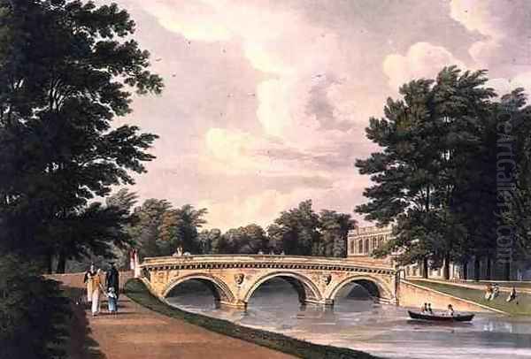 Trinity College Bridge, Cambridge, from The History of Cambridge, engraved by Joseph Constantine Stadler (fl.1780-1812), pub. by R. Ackermann, 1815 Oil Painting by William Westall