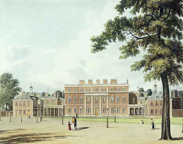 Buckingham House, from The History of the Royal Residences, engraved by Thomas Sutherland (b.1785), by William Henry Pyne (1769-1843), 1819 Oil Painting by William Westall