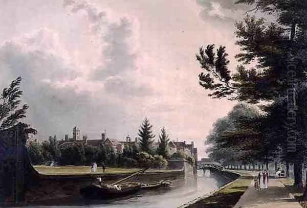 Exterior of Queens College from the Private Walk, Cambridge, form The History of Cambridge, engraved by J. Bluck (fl.1791-1831), pub. by R. Ackermann, 1815 Oil Painting by William Westall