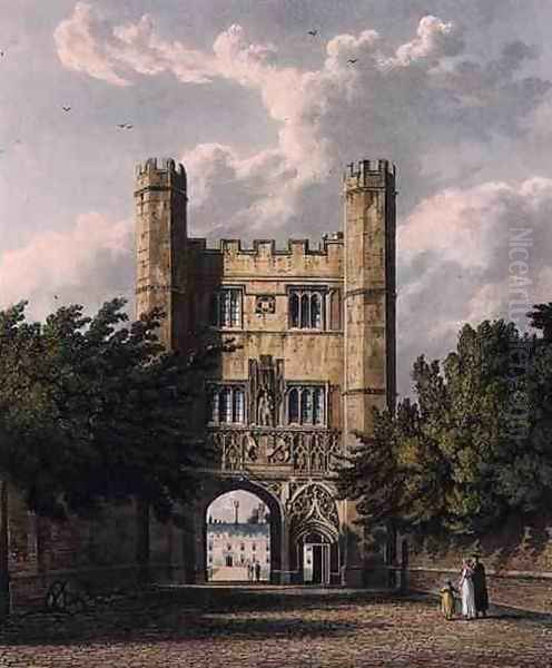 Trinity Gate, Cambridge, from The History of Cambridge, engraved by Joseph Constantine Stadler (fl.1780-1812), pub. by R. Ackermann, 1815 Oil Painting by William Westall