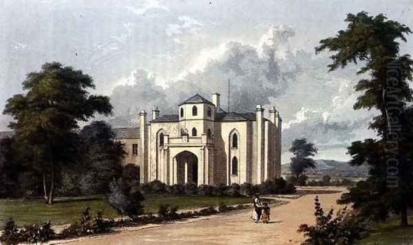 Colcorton Hall, from Ackermanns Repository of Arts, 1823 Oil Painting by William Westall