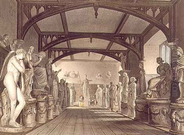 The Statue Gallery, illustration from the History of Oxford, engraved by Frederick Christian Lewis (1779-1856) pub. by R. Ackermann, 1814 Oil Painting by William Westall