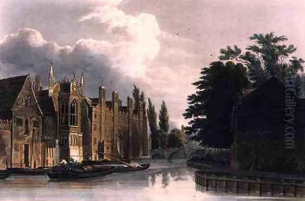 St. Johns College, from Fishers Lane, Cambridge, from The History of Cambridge, engraved by Joseph Constantine Stadler (fl.1780-1812), pub. by R. Ackermann, 1815 Oil Painting by William Westall