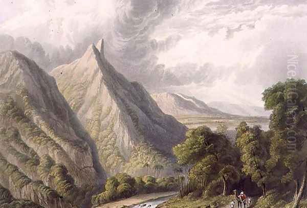 View in the Bore Ghaut, engraved by T. Fielding and coloured by J.B. Hogarth, 1803 Oil Painting by William Westall