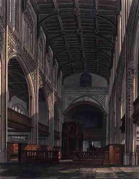 Interior of St. Marys Church, Cambridge, from The History of Cambridge, engraved by Joseph Constantine Stadler (fl.1780-1812), pub. by R. Ackermann, 1815 Oil Painting by William Westall