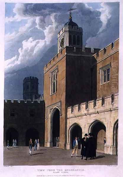 View from the Quadrangle, Rugby School, from History of Rugby School, part of History of the Colleges, engraved by Daniel Havell (1785-1826) pub. by R. Ackermann, 1816 Oil Painting by William Westall