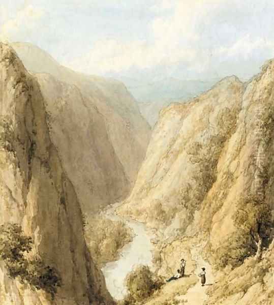 The head of Dovedale, Derbyshire Oil Painting by William Westall