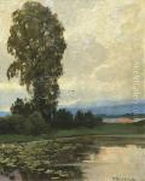 Krajina Vpodvecer Oil Painting by Ferdinand Engelmuller